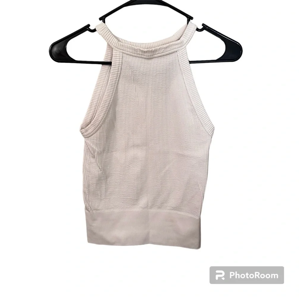 INTIMATELY FREE PEOPLE white ribbed halter neck tank top XS/S - Picture 2 of 5